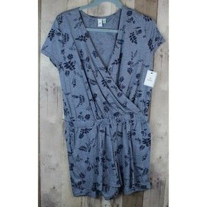 Susina Womens Blue Floral Cotton Blend Romper Size S Small NWT